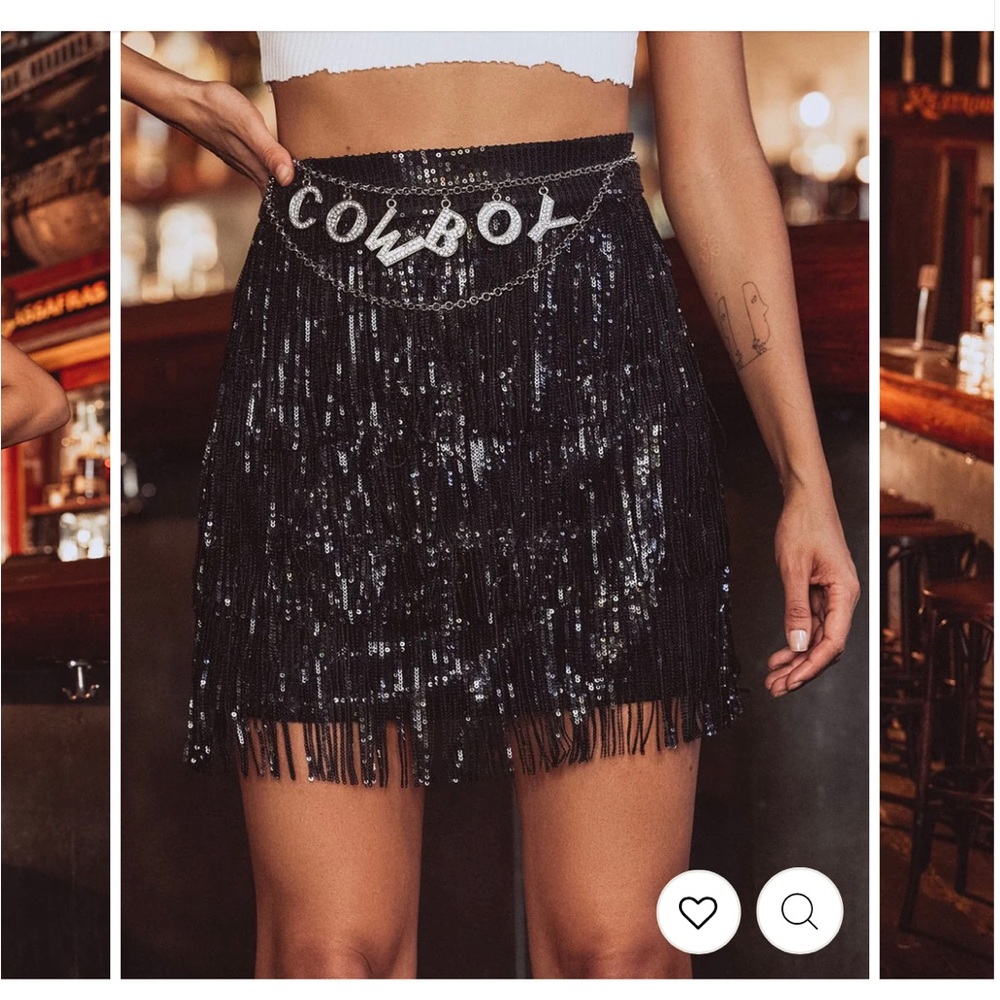 12th Tribe SHOTGUN BLACK FRINGE MINI SKIRT